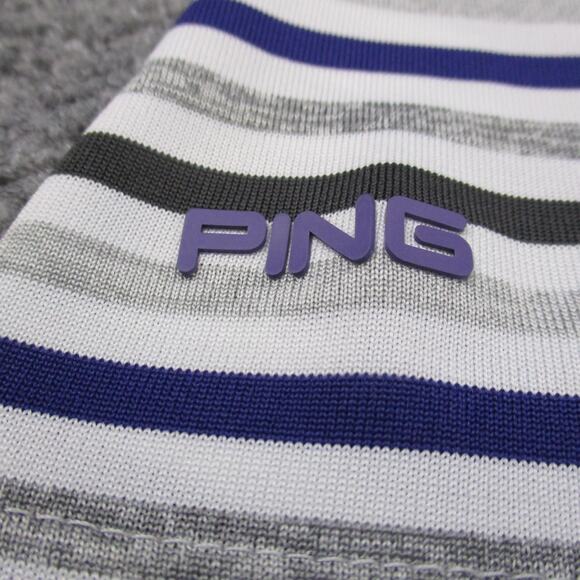 Clemson Tigers Shirt Mens Medium White Gray Striped Polo NCAA Football PING Golf - Picture 10 of 16